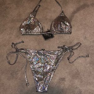Zaful Metallic Snake Skin Bikini